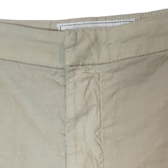 Frank & Eileen Kinsale Trouser Linen Tan Wide Leg Pant High Rise Raw Hem Size 12 - Picture 16 of 16